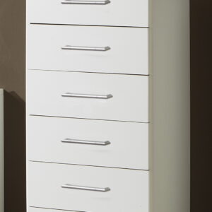 VENICE  ALPINE WHITE 6 DRAWER NARROW CHEST OF DRAWER