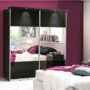 LOUISE MIRRORED 2 DOOR BLACK GLOSS   SLIDING WARDROBE