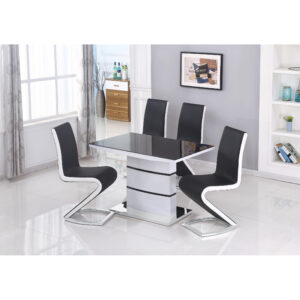 Aldridge Small High Gloss Dining Table White with Black Glass Top 4 Seating