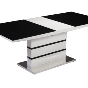 Aldridge High Gloss Dining Table White with Black Glass Top 6 Seating
