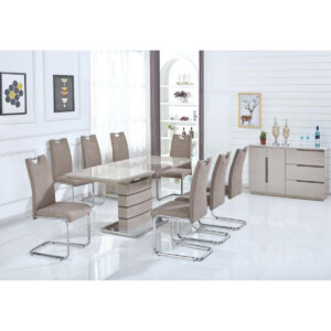 Knightsbridge High Gloss Ext Dining Table with Glass Top 6 Seating