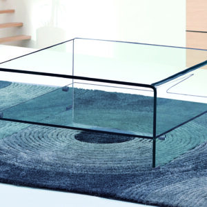 Angola Clear Square Coffee Table with Shelf