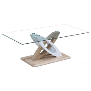 Solar Glass Coffee Table with White High Gloss