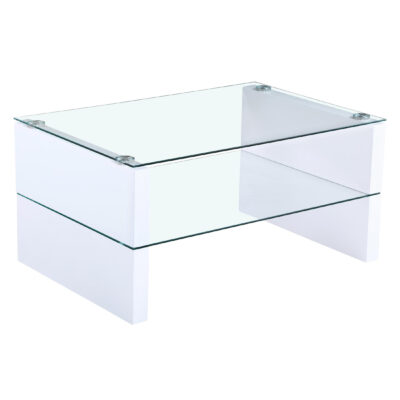 Truro Glass Coffee Table with White High Gloss Legs