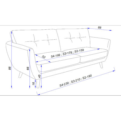 Scandi Seater Fabric Sofa - Image 7