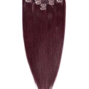 Fab Clip In Remy Hair Extensions – Full Head-32-Dark Reddish Wine