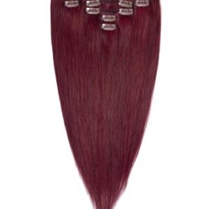 Fab Clip In Remy Hair Extensions – Full Head-99J-Wine Red