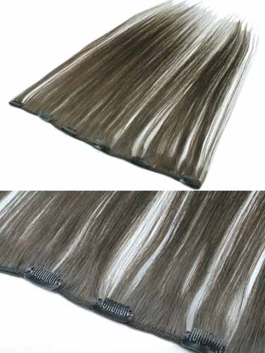 I&K Clip In Human Hair Extensions – Quick Length Piece-5-Dark Ash Brown
